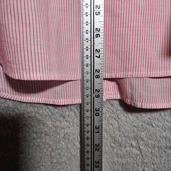 Banana Republic Womans Pink & White Striped Button-Up Shirt Medium - Picture 7 of 12